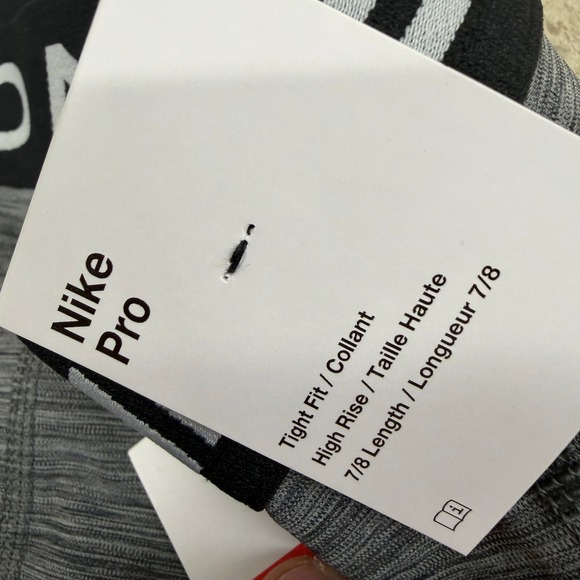 Nike Pro Womens Training Leggings High Rise 7/8 Length Dri Fit Grey L DA0483-011 - Picture 6 of 8